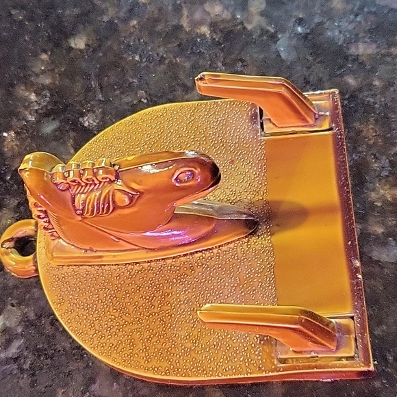 Vintage Resin Horse Head Double Key Leash Hanger Hook Plaque Brown Equestrian - Picture 2 of 5